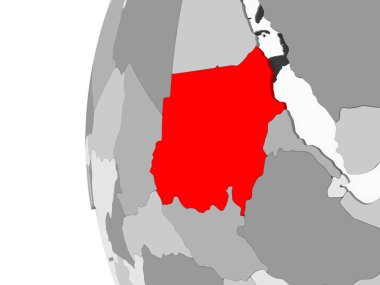 Sudan vurgulanan gri, şeffaf okyanuslar ile siyasi dünya 3d modeli. 3D çizim.