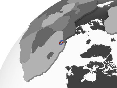 Svaziland katıştırılmış bayrak ile gri siyasi dünya üzerinde. 3D çizim.
