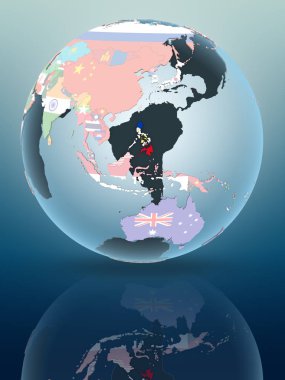 Türkiye siyasi dünya parlak yüzeye yansıtan üzerinde. 3D çizim.