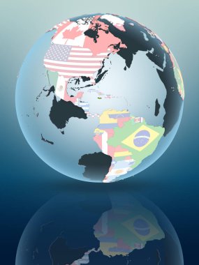 Jamaika parlak yüzeye yansıtan siyasi dünya üzerinde. 3D çizim.