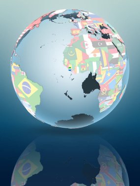 Sierra Leone parlak yüzeye yansıtan siyasi dünya üzerinde. 3D çizim.