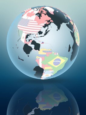 Haiti siyasi dünya parlak yüzeye yansıtan üzerinde. 3D çizim.