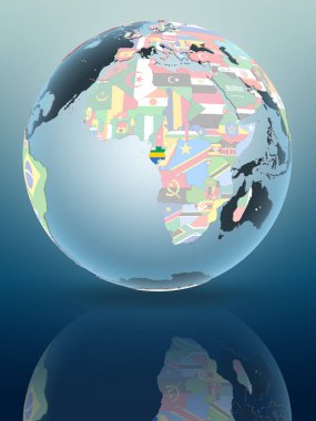 Gabon parlak yüzeye yansıtan siyasi dünya üzerinde. 3D çizim.