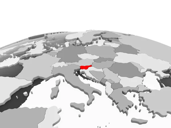 Eslovenia Rojo Sobre Gris Modelo Globo Político Con Océanos Transparentes — Foto de Stock