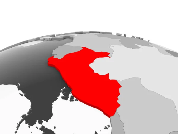 Peru Red Grey Model Political Globe Transparent Oceans Illustration — Stock Photo, Image