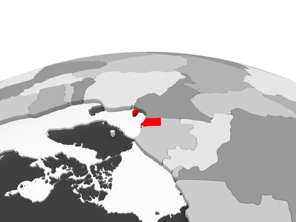 Ekvatorialguinea Rött Grå Modell Politiska Världen Med Öppet Hav Illustration — Stockfoto