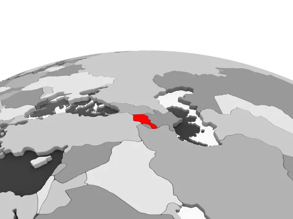 Вірменії Червоний Колір Сірий Моделі Політичних Глобусом Допомогою Прозорих Океанів — стокове фото