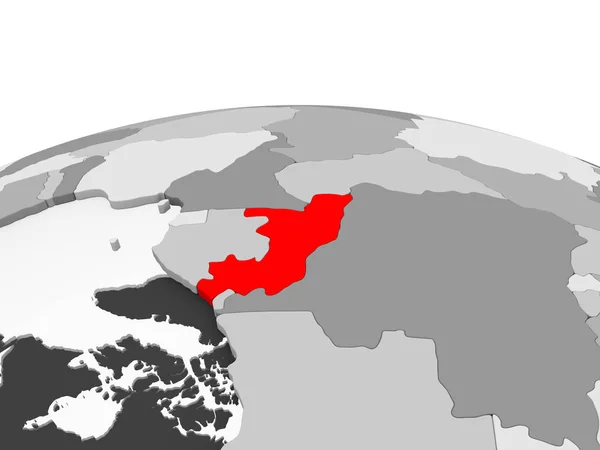 Congo Red Grey Model Political Globe Transparent Oceans Illustration — Stock Photo, Image