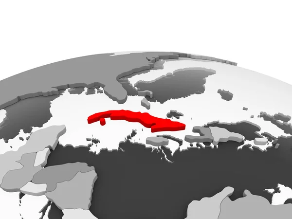 Kuba Rot Auf Grauem Modell Eines Politischen Globus Mit Transparenten — Stockfoto