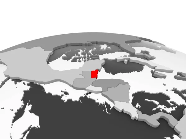 Belize Piros Szürke Modell Politikai Földgömb Átlátható Óceánok Illusztráció — Stock Fotó
