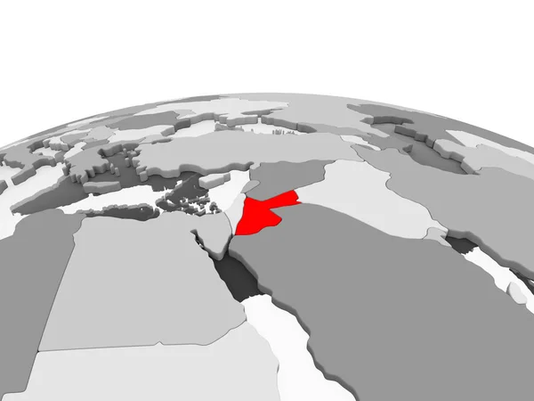 透明な海と政治の世界のグレー モデルの赤でヨルダン イラストレーション — ストック写真