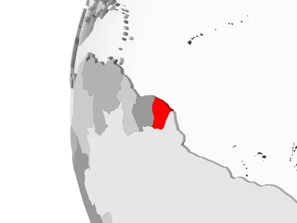 Französisch Guiana Hervorgehoben Auf Grauem Modell Des Politischen Globus Mit — Stockfoto