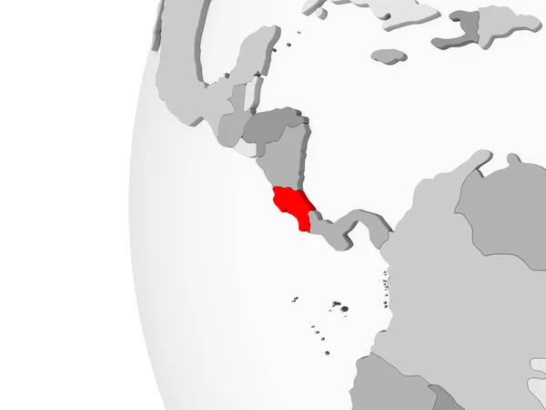 Costa Rica Markeras Grå Modell Politiska Världen Med Öppet Hav — Stockfoto