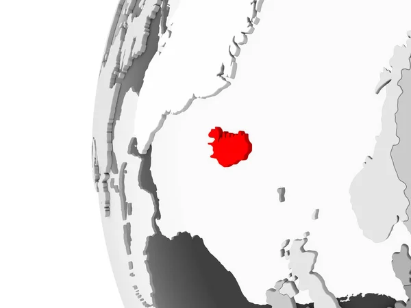 Iceland Highlighted Grey Model Political Globe Transparent Oceans Illustration — Stock Photo, Image
