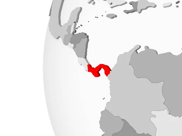 Panama Highlighted Grey Model Political Globe Transparent Oceans Illustration — Stock Photo, Image