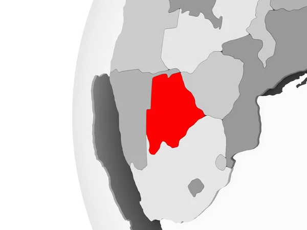 Botswana Destacó Modelo Gris Globo Político Con Océanos Transparentes Ilustración —  Fotos de Stock