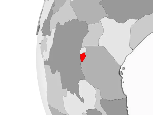 Бурунди Выделил Серую Модель Политического Глобуса Прозрачными Океанами Иллюстрация — стоковое фото