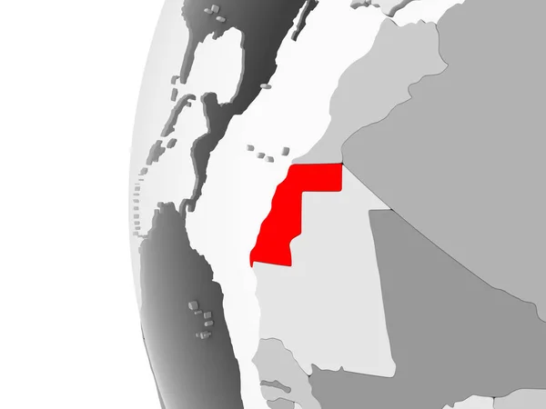 Sahara Zachodnia Wyróżnione Szarym Model Globus Polityczny Przezroczystym Oceanów Ilustracja — Zdjęcie stockowe