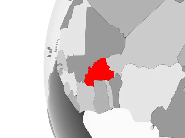 Burkina Faso Auf Grauem Modell Des Politischen Globus Mit Transparenten — Stockfoto