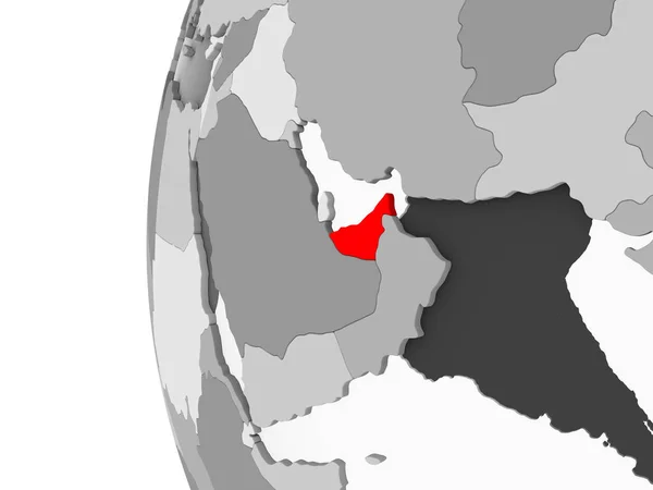 Spojené Arabské Emiráty Zvýrazněny Grey Model Politické Zeměkoule Transparentní Oceány — Stock fotografie