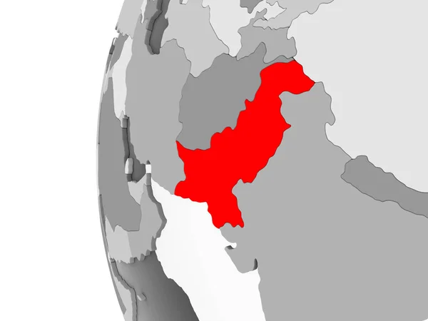 Pakistan Markeras Grå Modell Politiska Världen Med Öppet Hav Illustration — Stockfoto