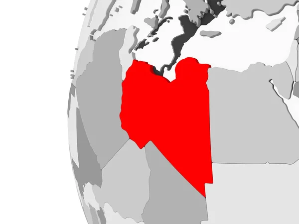 Libye Souligné Sur Modèle Gris Globe Politique Avec Des Océans — Photo