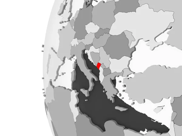 モンテネグロは 灰色で強調表示されます透明な海と政治の世界の モデル イラストレーション — ストック写真