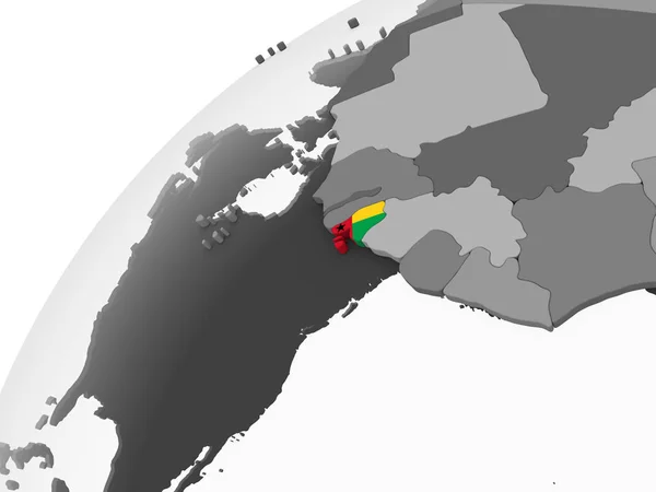 Guinee Bissau Grijze Politieke Wereldbol Met Ingesloten Vlag Illustratie — Stockfoto