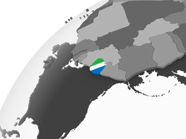 Sierra Leone Šedé Politické Globe Vloženými Vlajky Obrázek — Stock fotografie