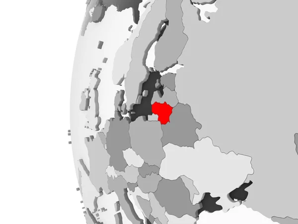Litvanya Vurgulanan Gri Şeffaf Okyanuslar Ile Siyasi Dünya Modeli Çizim — Stok fotoğraf