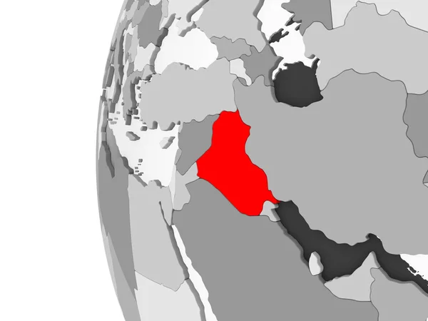 Irak Gemarkeerd Grijs Model Van Politieke Wereldbol Met Transparante Oceanen — Stockfoto