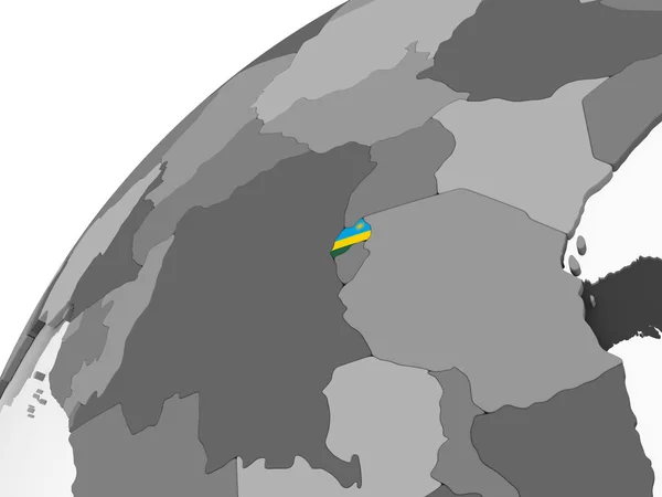 Rwanda Gray Political Globe Embedded Flag Illustration — Stock Photo, Image
