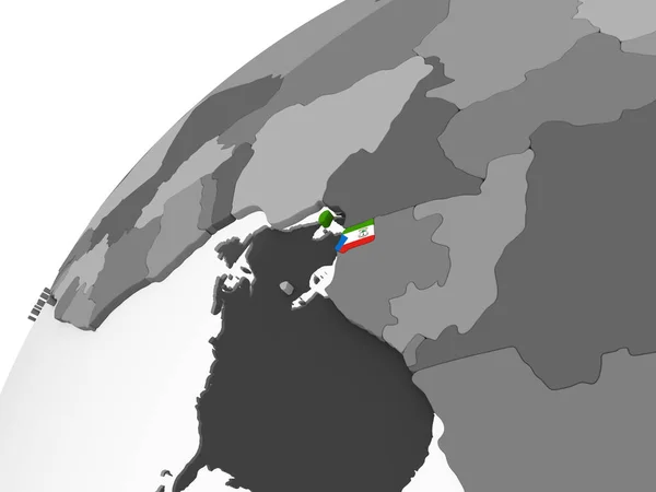 Екваторіальна Гвінея Сірий Політичних Глобусом Допомогою Вбудованих Прапор Ілюстрація — стокове фото