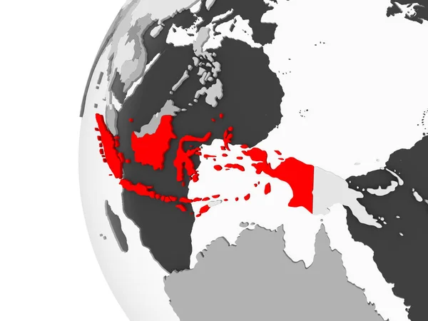 インドネシアは 灰色で強調表示されます透明な海と政治の世界の モデル イラストレーション — ストック写真