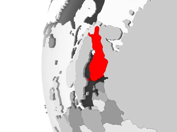 Finnország Kiemelve Szürke Politikai Földgömb Átlátható Óceánok Modellje Illusztráció — Stock Fotó