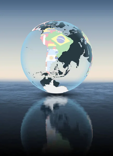 Uruguay Political Globe Floating Water Illustration — Stock Photo, Image