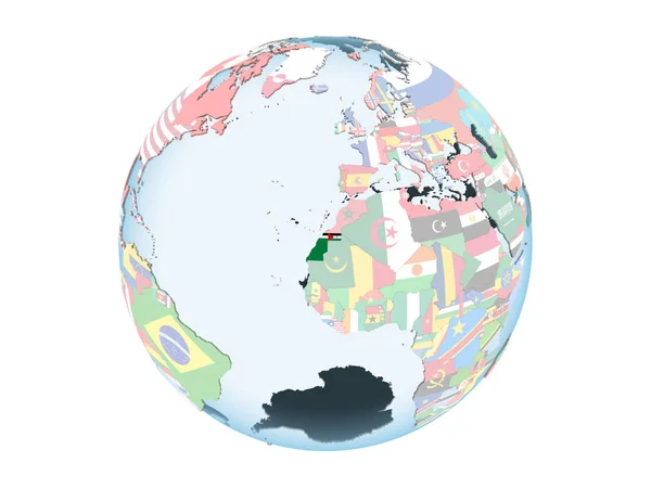 Західна Сахара Світлі Політичної Глобусом Допомогою Вбудованих Прапор Ілюстрація Ізольовані — стокове фото