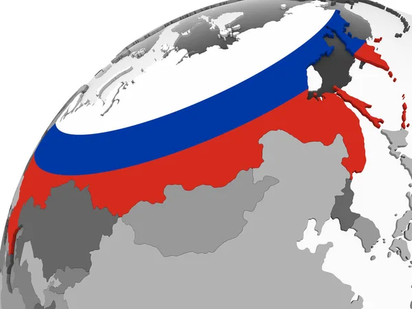 Росія Сірий Політичних Глобусом Допомогою Вбудованих Прапор Ілюстрація — стокове фото