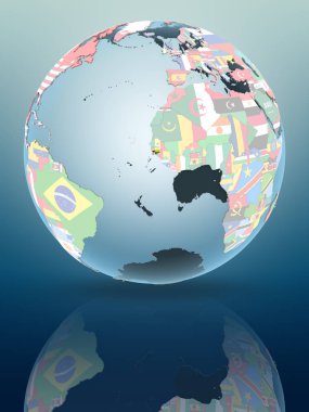 Gine-Bissau parlak yüzeye yansıtan siyasi dünya üzerinde. 3D çizim.