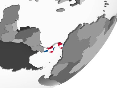 Panama katıştırılmış bayrak ile gri siyasi dünya üzerinde. 3D çizim.