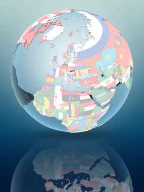 Slovakya parlak yüzeye yansıtan siyasi dünya üzerinde. 3D çizim.