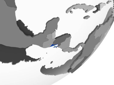 El Salvador katıştırılmış bayrak ile gri siyasi dünya üzerinde. 3D çizim.