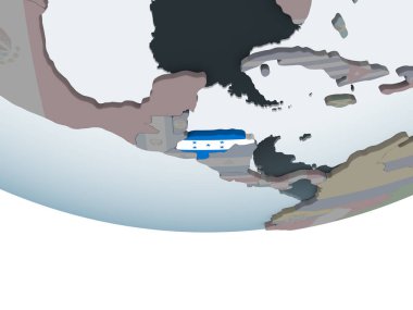Honduras katıştırılmış bayrak ile siyasi dünya üzerinde. 3D çizim.