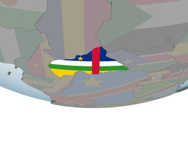 Orta Afrika katıştırılmış bayrak ile siyasi dünya üzerinde. 3D çizim.