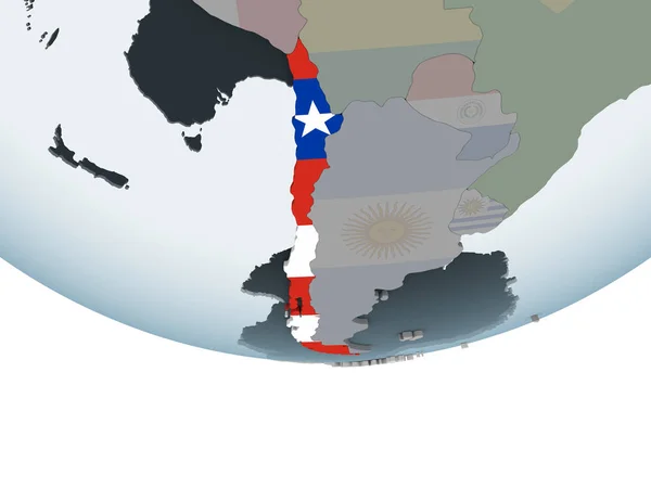 Chile Politiska Jordglob Med Inbäddade Flagga Illustration — Stockfoto