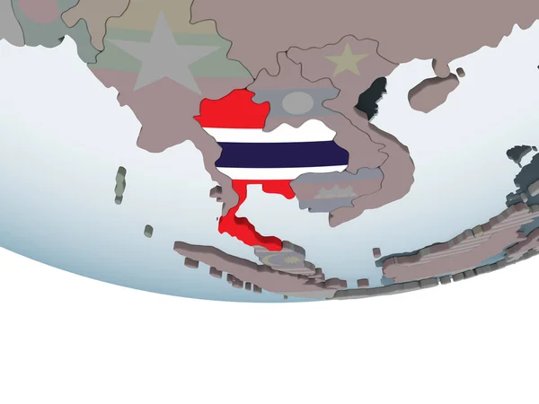 Thailand Dunia Politik Dengan Bendera Tertanam Ilustrasi — Stok Foto