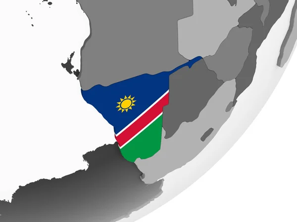 Namibia Grå Politiska Jordglob Med Inbäddade Flagga Illustration — Stockfoto