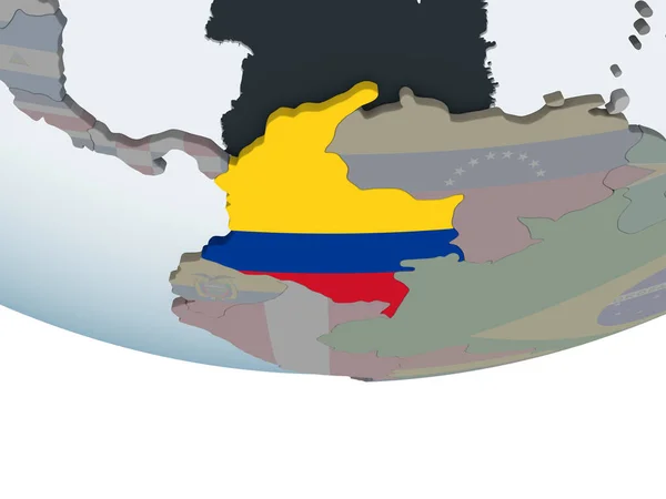 Колумбія Політичні Глобусом Допомогою Вбудованих Прапор Ілюстрація — стокове фото