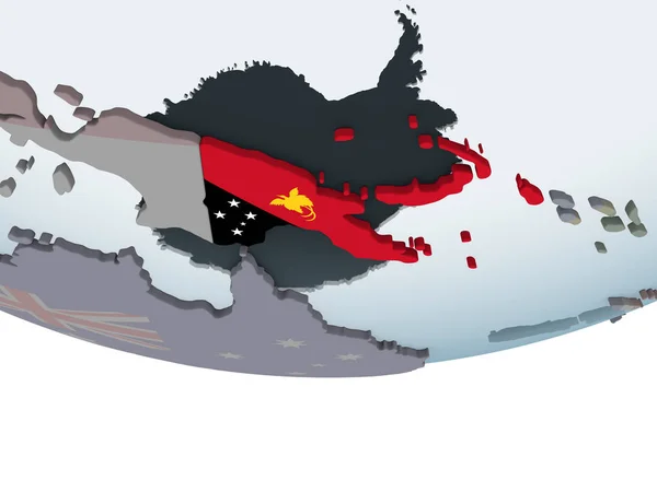 Papua New Guinea Political Globe Embedded Flag Illustration — Stock Photo, Image