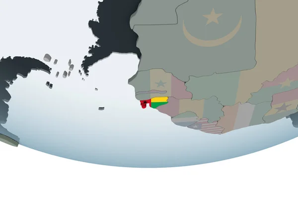 Guinée Bissau Sur Globe Politique Avec Drapeau Intégré Illustration — Photo
